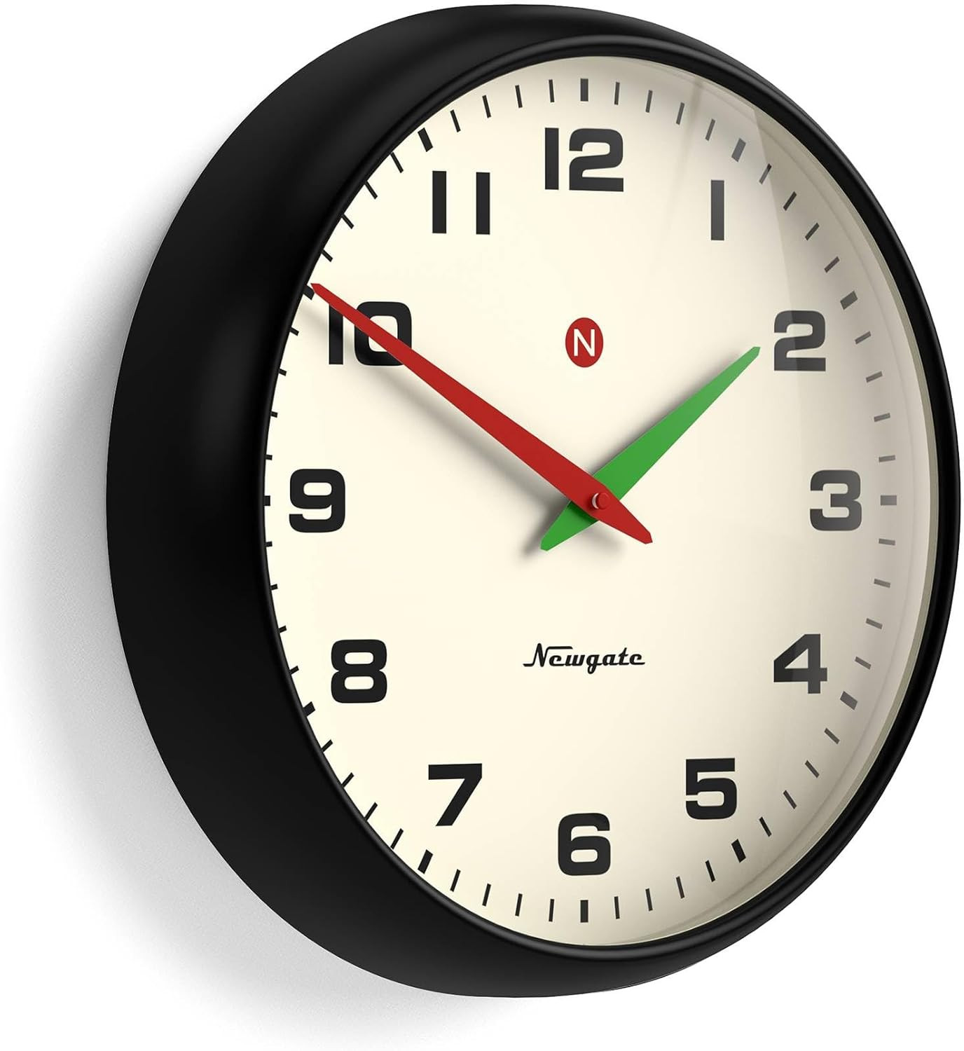 Large Retro Metal Wall Clock | 40cm Black | Convex Glass Lens Design