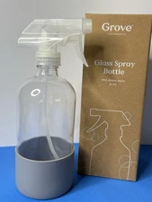 Grove Collaborative Glass Spray Bottle With Gray Silicone Sleeve NIB 16 Oz