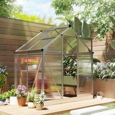 Polycarbonate Walk-In Garden Greenhouse Aluminum Frame Outdoor 190 x 132cm