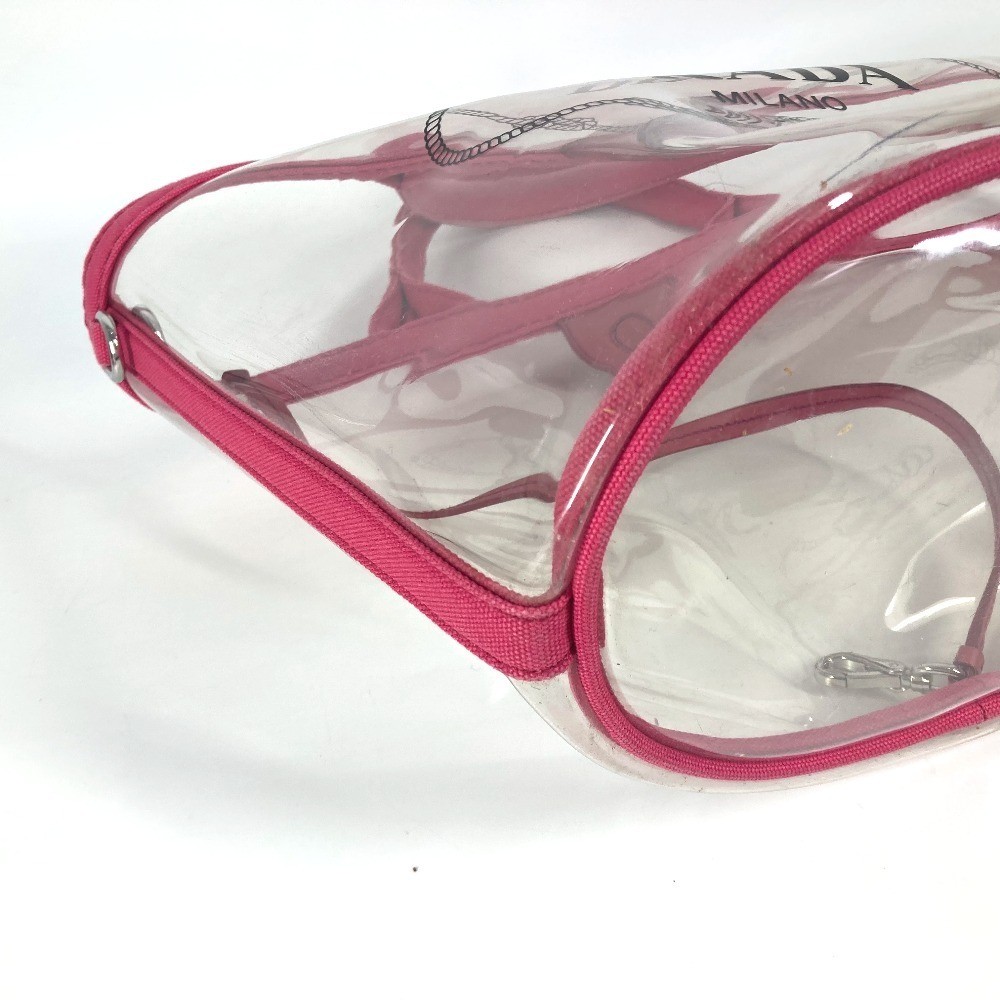 PRADA Logo Canapa 2WAY Bag Shoulder Bag Handbag Beach Bag with Pouch Tote Bag Pi thumbnail 7