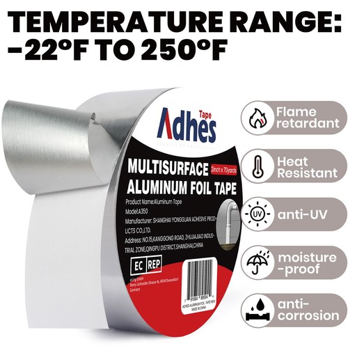 ADHES Heavy Duty Aluminum Foil Tape 4 Inch x 210 Feet(70 Yards) – Heat ...