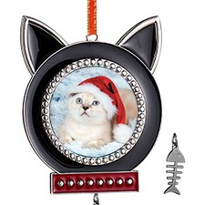 Cat Photo Frame Christmas Ornaments 2025 Metal Picture Ornaments for Pet Cats...