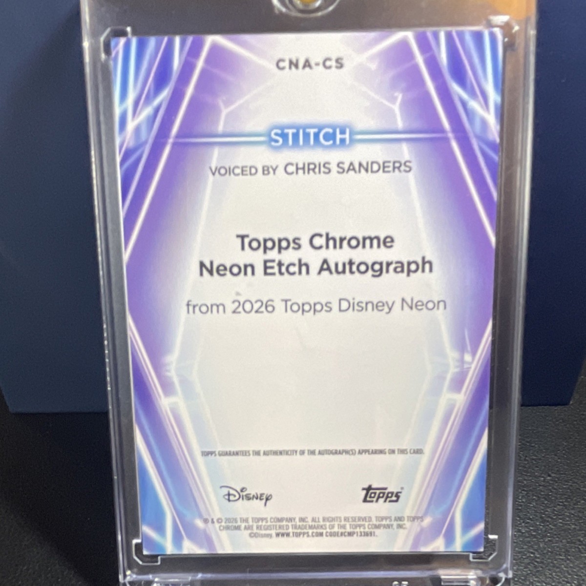 Disney 2026 Topps Neon Chrome Stitch Neon Etch Autograph Chris