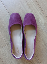 Clarks - Purple/Magenta, Faux Suede, 1" Block Heel, Court Shoe, Size 6