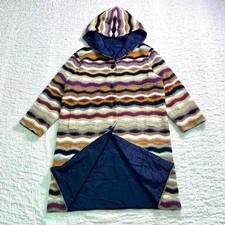 Missoni Women L Size Reversible Hooded Long Coat Silk Orange Tag Luxury Elegant
