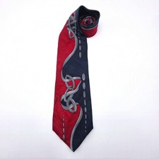 Vintage Chez Roffe New York Silk Necktie Red Blue Celtic Knot Pattern Men's