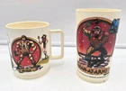 2 Vintage 1983 Deka Masters of the Universe MOTU Plastic Cups He-Man Skeletor