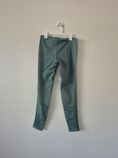 Women's Green High Waist Ankle Leggings Solid/Plain Regular Size M