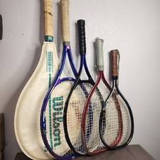 Vintage Collectible Racquet lot - 2 Pickleball, 3 Tennis, 1 case