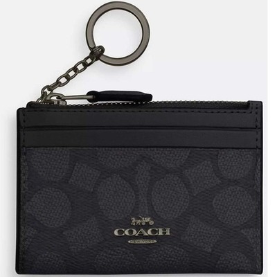 Coach Women's Id Case Mini Skinny Canvas, Gunmetal/Charcoal/Black CW870 CL BLK