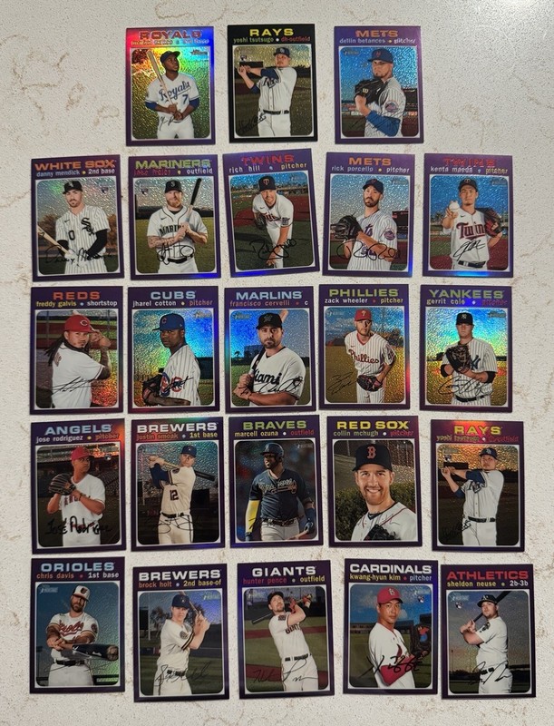 2020 Topps Heritage High Number - Lot of 23 Purple & Black /999 Refractor Cards
