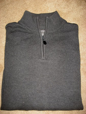 Mens NWOT Gray CROFT  BARROW Quarter Zip Knit Sweater Large
