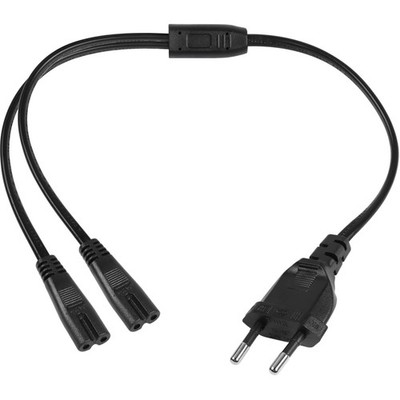 Euro Plug to Dual C7 Power Extension Cable, Type C Euro Plug to C7 Y Socket E...