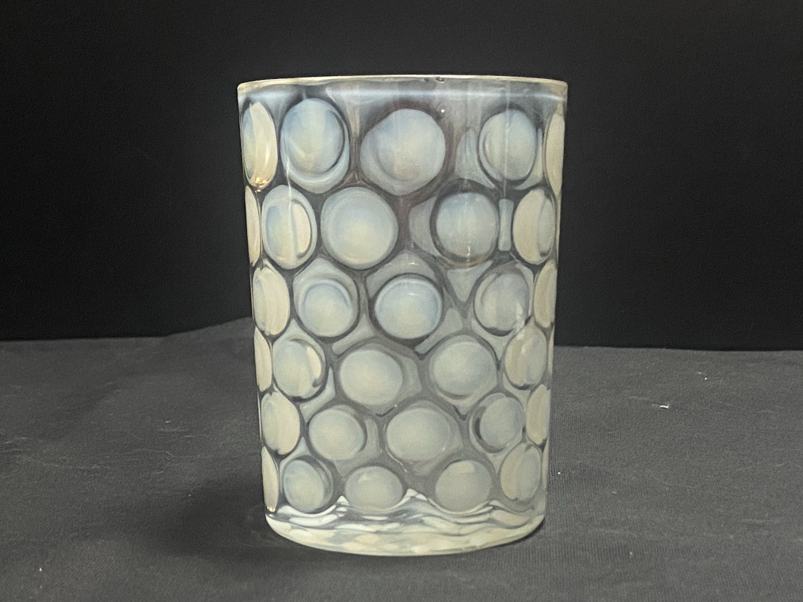 Vintage Fenton Clear to White Opalescent Coin Dot Glass Tumbler ~ 3.75"