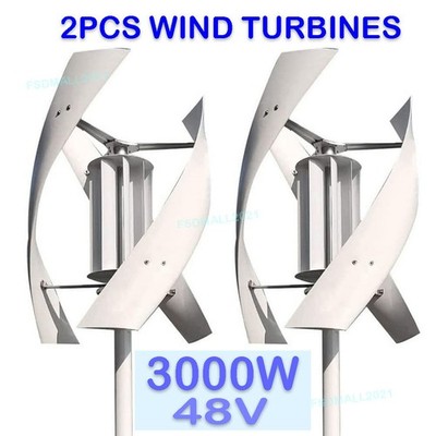 2 Pack 3000W Windturbinen-Generator Motor Kit MPPT Laderegler Windmühle 48V DE