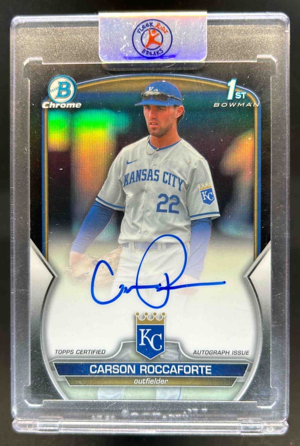 2023 Bowman Draft Carson Roccaforte Chrome Auto Black Refractor 1st #67/75