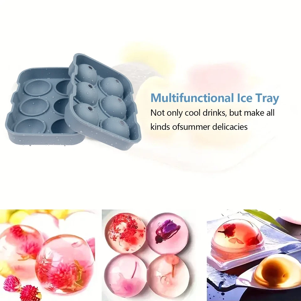 1 Bandeja de Hielo Grande de 6 Cubos con Diseño de Fácil Liberación Bandeja Redonda de Silicona para Cubitos de Hielo Foto 4 de 4