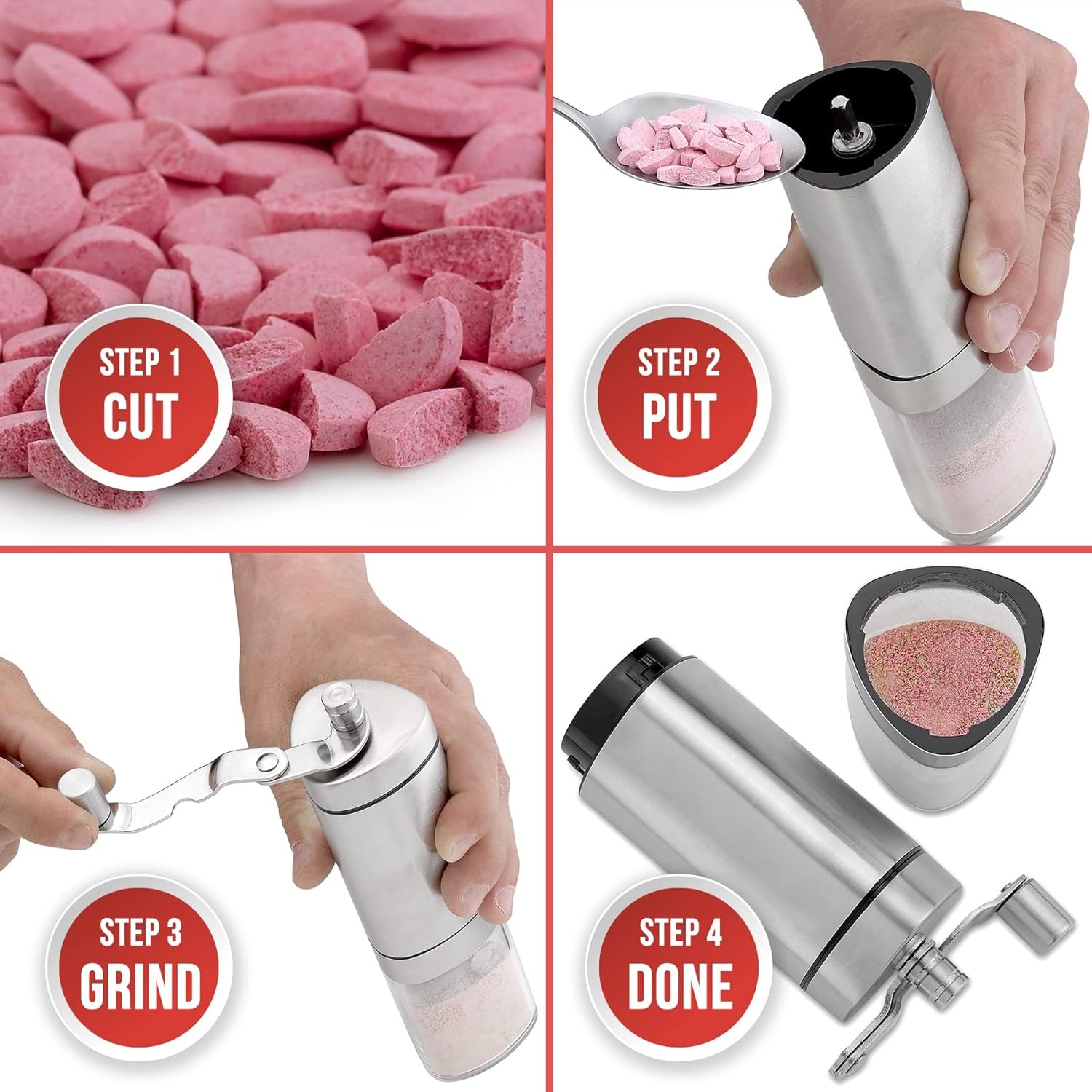 Pill Grinder - Pro Manual Pill Crusher and Cutter Crush, Grind and Pulverize Mul