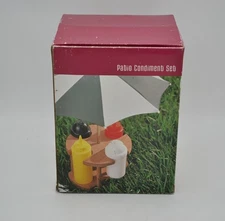 Vintage Patio Condiment Set Picnic Table Umbrella Condiment Server Salt Pepper