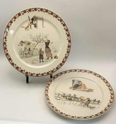 Set of 2 Sarreguemines Enfants Richard Collector's Plates France Antique/Vintage