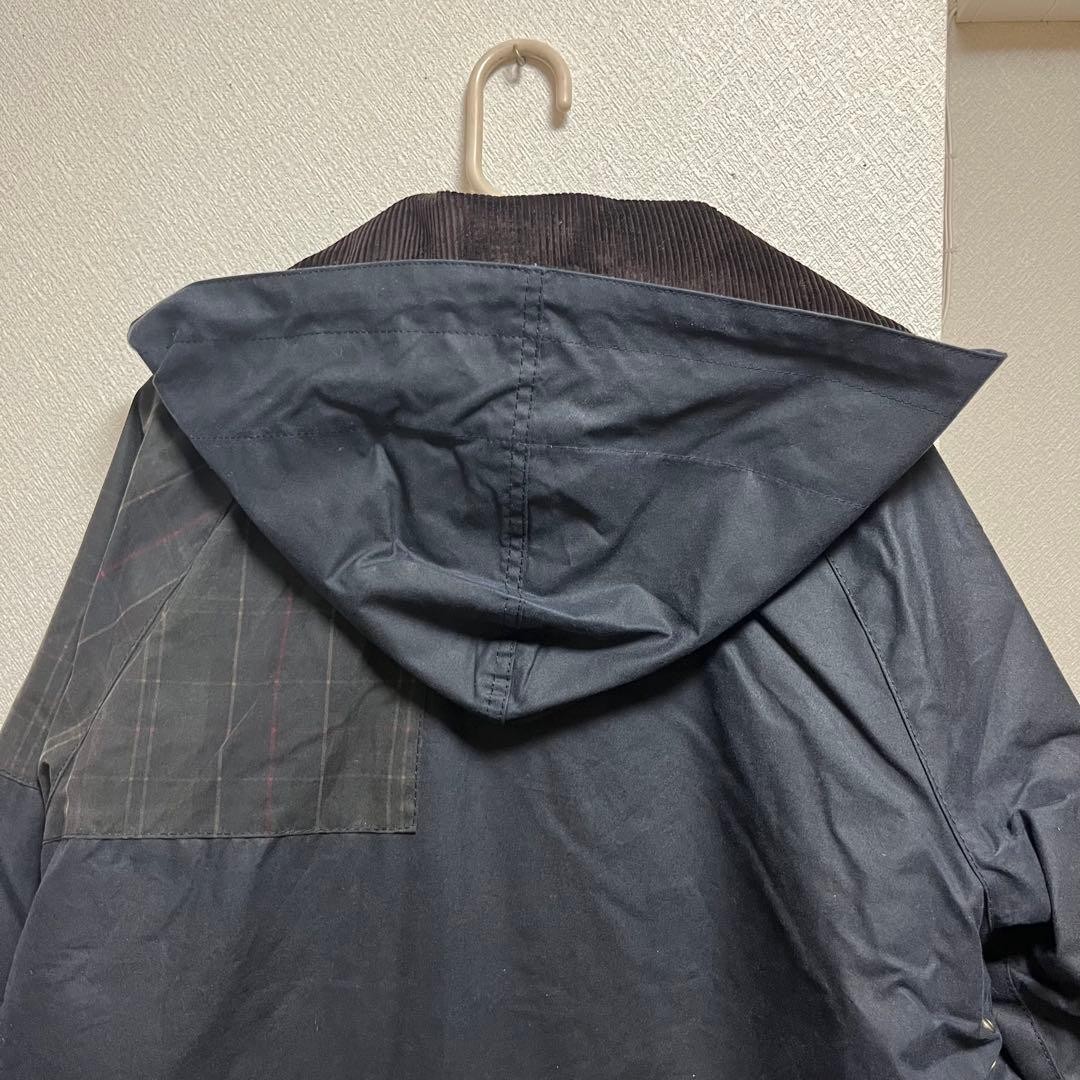 BARBOUR X GANNI Trench Hooded Long Coat Navy Burghley Waxed Parka Size 10 NEW image 5