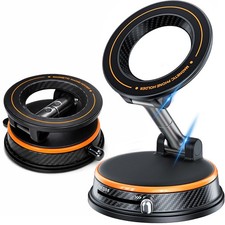 Fclvd Magnetic Car Phone Holder, 360 Adjustable Vacuum Dashboard and Orange