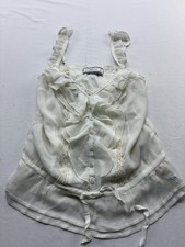VTG Y2K Abercrombie Dainty Lace Ruffle Coquette Cottagecore Romantic Camisole S