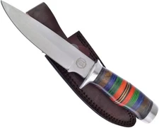 Chipaway Pecos Spirit Bowie Knife Wood Handle Clip Blade Leather Belt Sheath