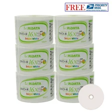 300 Pack Ridata DVD-R 16X 4.7GB White Inkjet Hub Printable Blank Recordable Disc