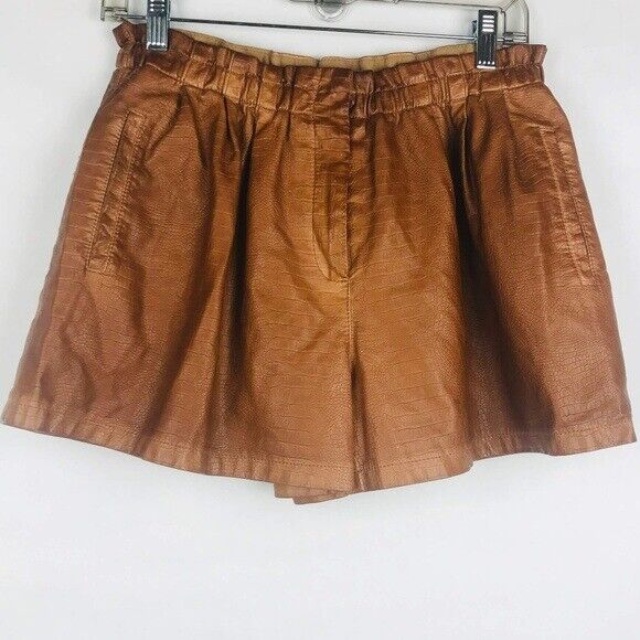 Zara Women Excellence Size Medium Ranking TOP9 Faux Leather Embossed Shorts Crocodile