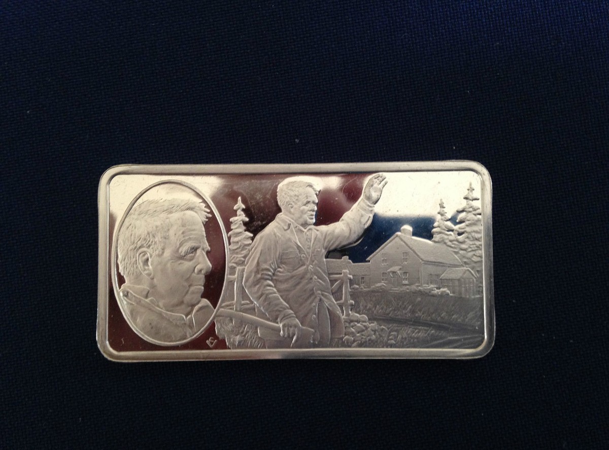 1981 Franklin Mint Robert Frost 100 Greatest Americans Silver Art