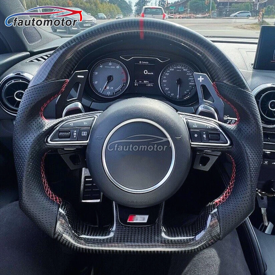 Carbon Fiber Steering Wheel Fit 2012-2016 Audi S3 S4 S5 A3 A4 RS4 RS5 RS6 RS7 A5 - Image 2 of 4