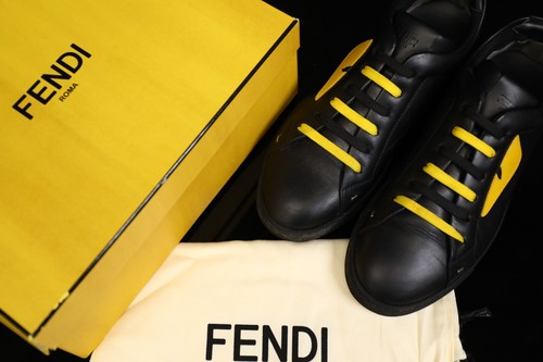 Fendi Monster Eye Low Top Leather Sneakers Black Size 6 - Picture 15 of 15