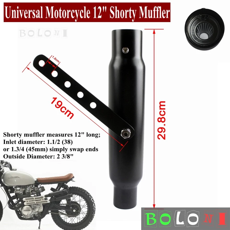 Muffler Exhaust Pipe For Harley Cafe Racer Bobber Chopper Honda Yamaha Suzuki - Image 2 of 4