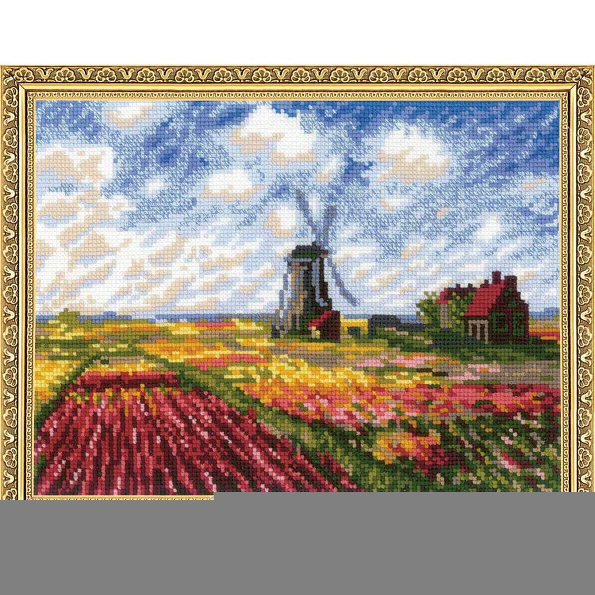 Riolis counted cross stitch Kit Tulip Fields after C. Monet's Painting, DIY