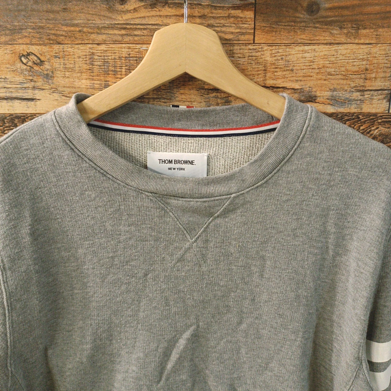 Felpa girocollo Thom Browne Engineered a righe 4 barre taglia 3 grigio cotone