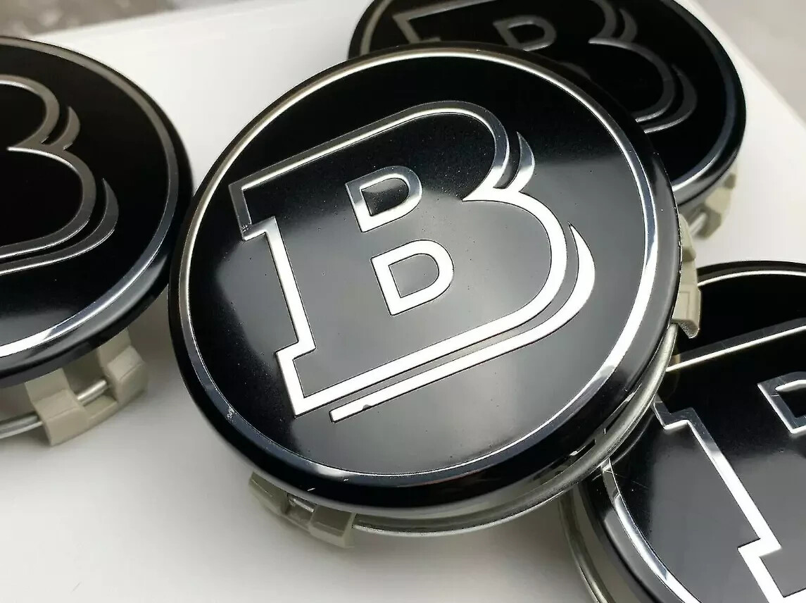 SET OF 4 WHEEL CENTER HUB CAPS FOR MERCEDES-BENZ BLACK BRABUS 75MM/2'95'