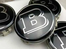 SET OF 4 WHEEL CENTER HUB CAPS FOR MERCEDES-BENZ BLACK BRABUS 75MM/2'95'