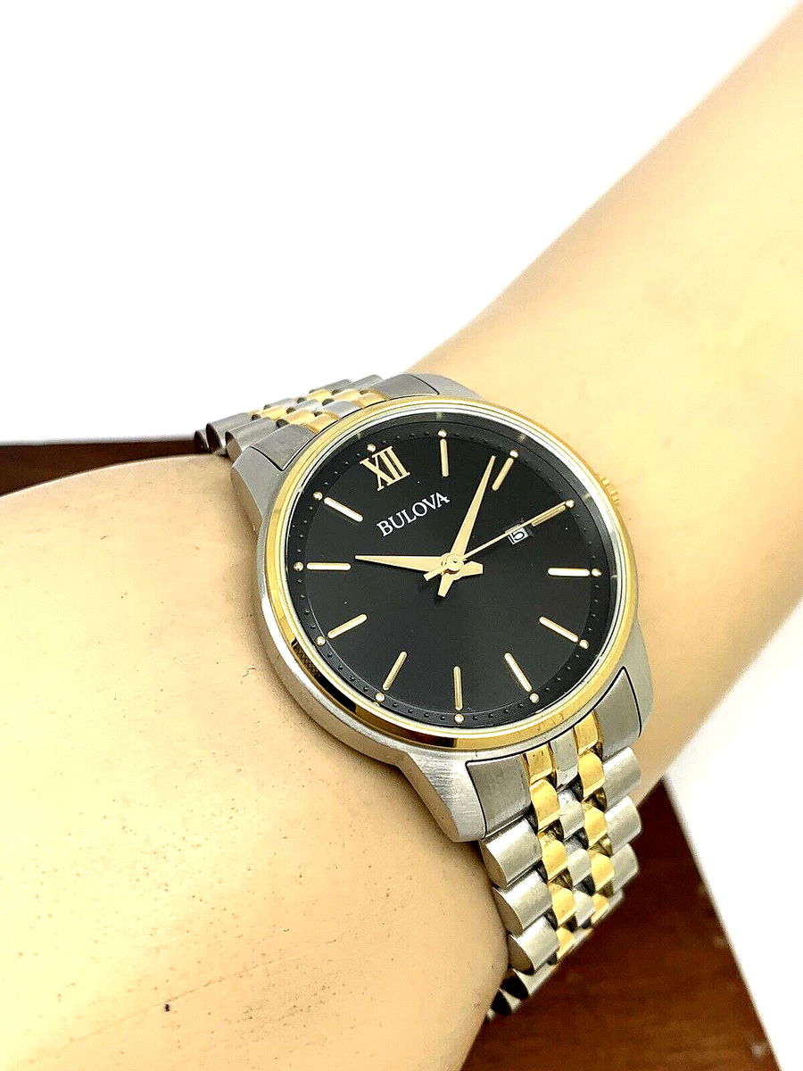 Bulova Women\'s Watch 98M134 Black Dial Date Quartz Two Tone Stainless Steel 32mm Bulova Women main image 4