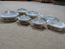 Vintage La Marjolaine Spice Of Life Design Set Of 7 Casseroles With 6 lids