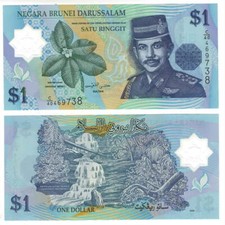 BRUNEI Darussalam $1 Dollar / Ringgit UNC Banknote (2008) P-22c Prefix C/40