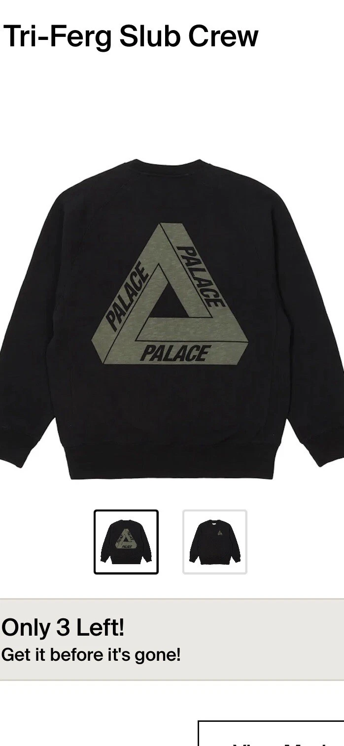 SWEATSHIRT COL ROND PALACE SKATEBOARDS SLUB CREW TRI FERG noir L SUPREME