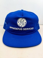 Vtg USA MADE Puffy Print GE Apparatus Service Trucker Hat Snapback Cap Vintage