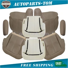 Fits 1999-2002 GMC Sierra Front Leather Seat Cover Foam Cushion Med Tan