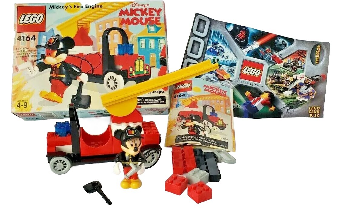 VTG Lego 4164 Disney Mickey's Fire Engine COMPLETE Minfig Box