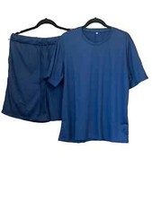 Mens Size XXL Navy Blue 2 Piece Short T-shirt Pyjama Set Chest 46" Waist 40"