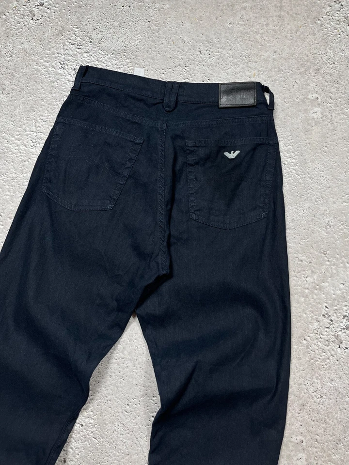 AJ Armani Jeans Comfort Fit Linen Pants Navy Blue Italy Made Size 32 - Image 2 of 4