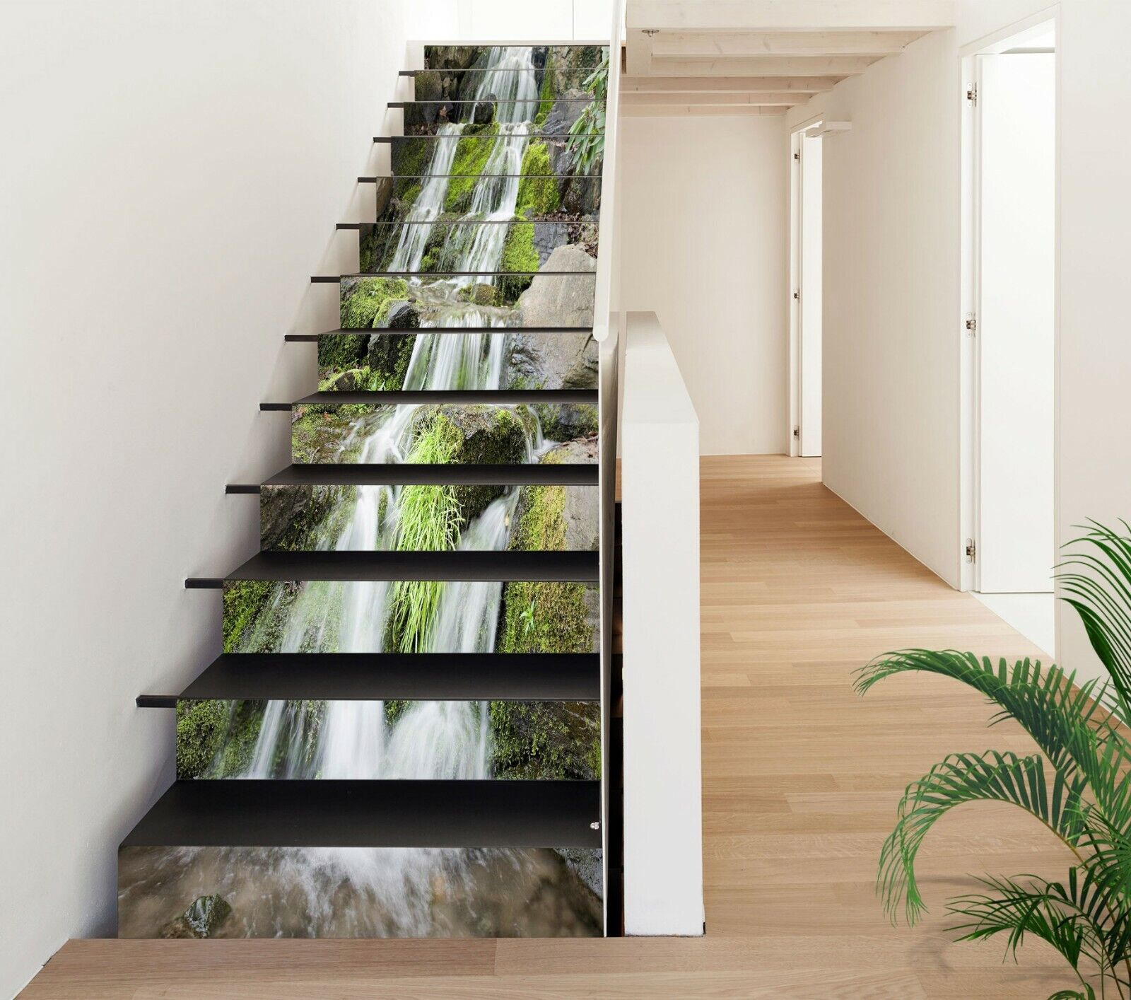 3D Waterfall Rocks NA400 Stair Risers Decoration Photo Mural Decal Wallpaper Fay Limitowana ilość