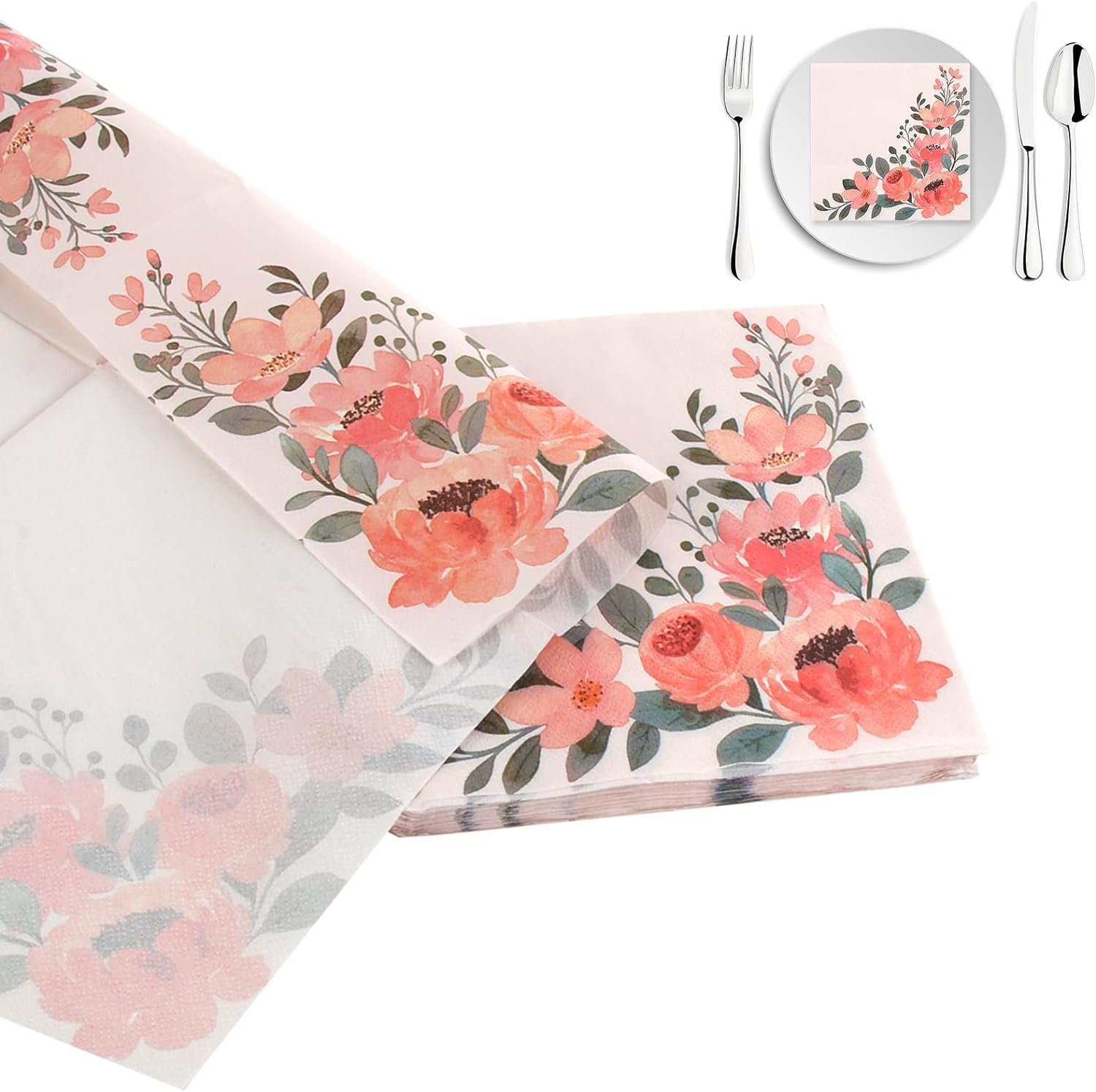 40PCS Floral Napkins 33Cm, Napkin Disposable, Wedding Napkins Disposable, Elegan eBay