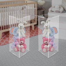 2x Acrylic Column Flower Stand Crystal Chains Geometric Wedding Centerpieces